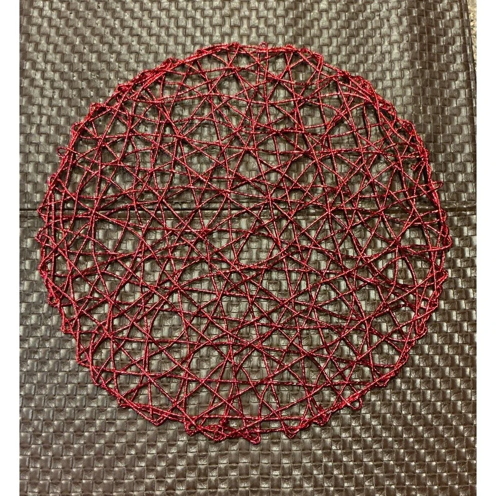 Kashi Home Holiday Decorative Woven Metallic Foil Shining‎ Placemats-8